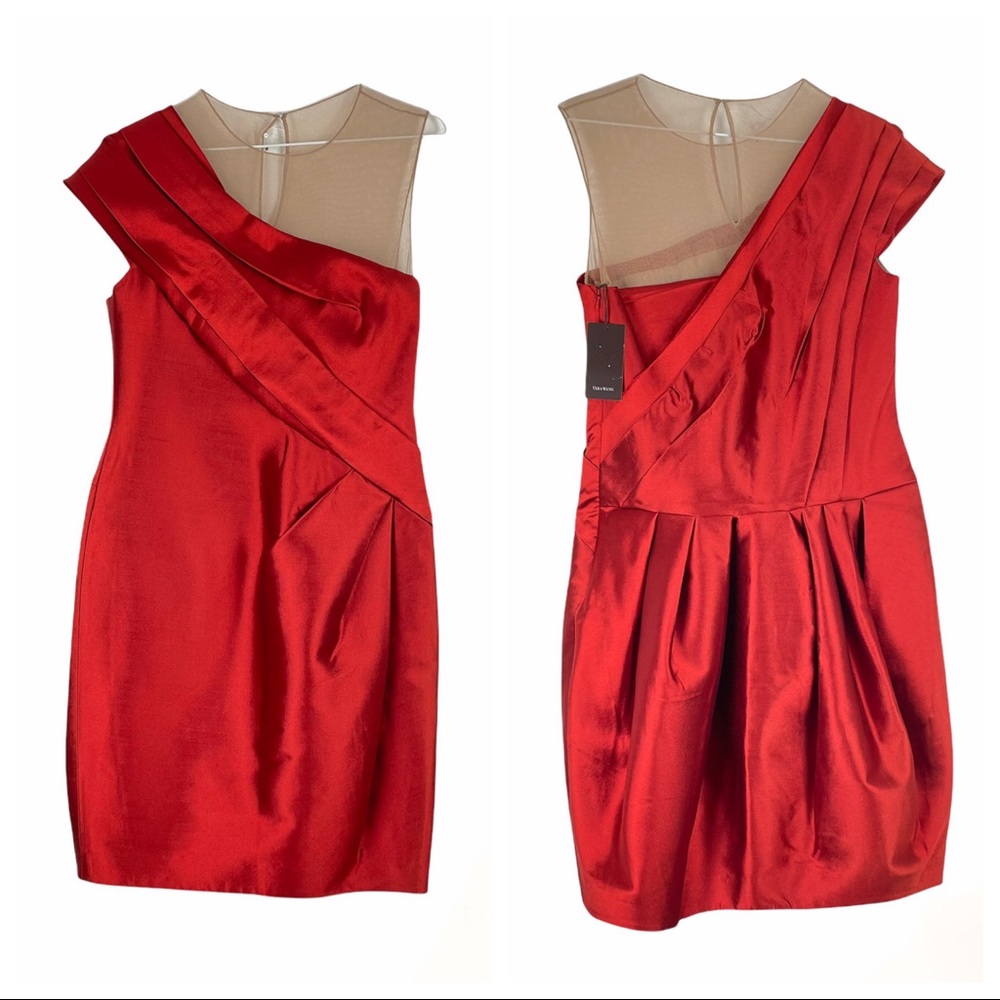 Vera Wang Poppy Red Asymmetrical One-Shoulder Cocktail Dress Size 8 NWT